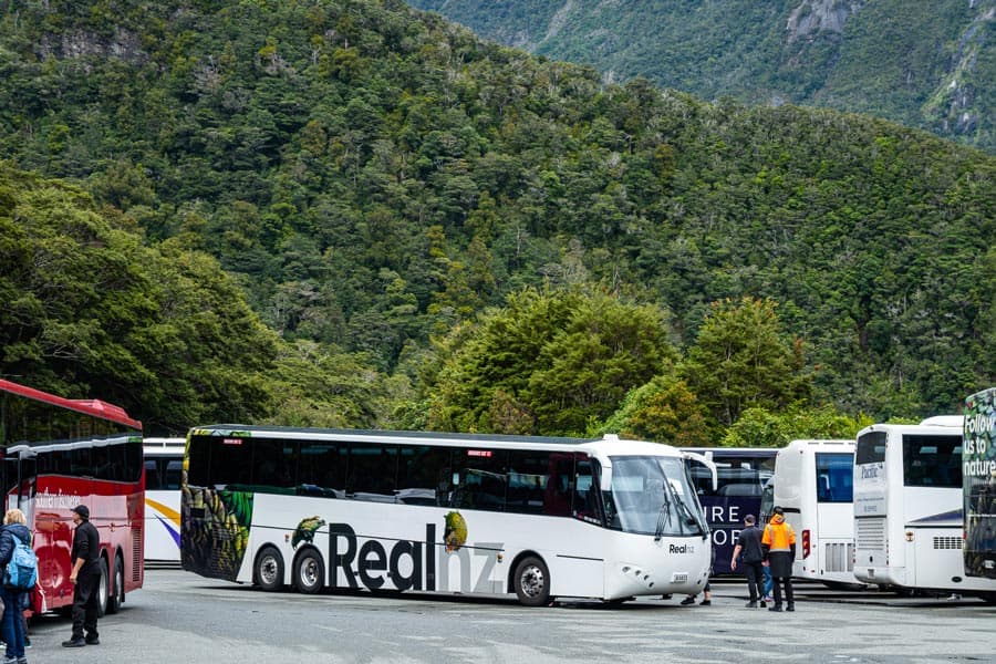 Visitor terminal car park at Milford Sound